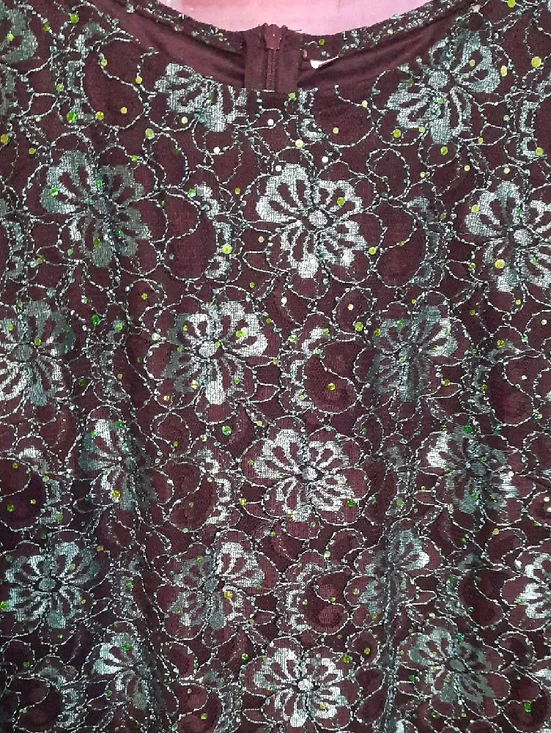 Green Floral Velvet Sheath Dress - Women Size XXL - Picture 13 of 13